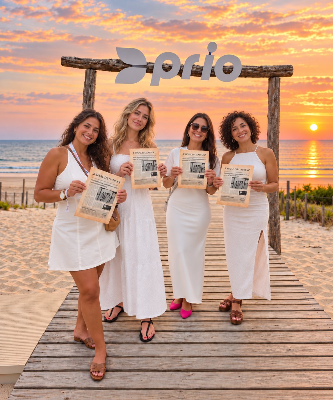 Convidadas com fotojornais personalizados num evento